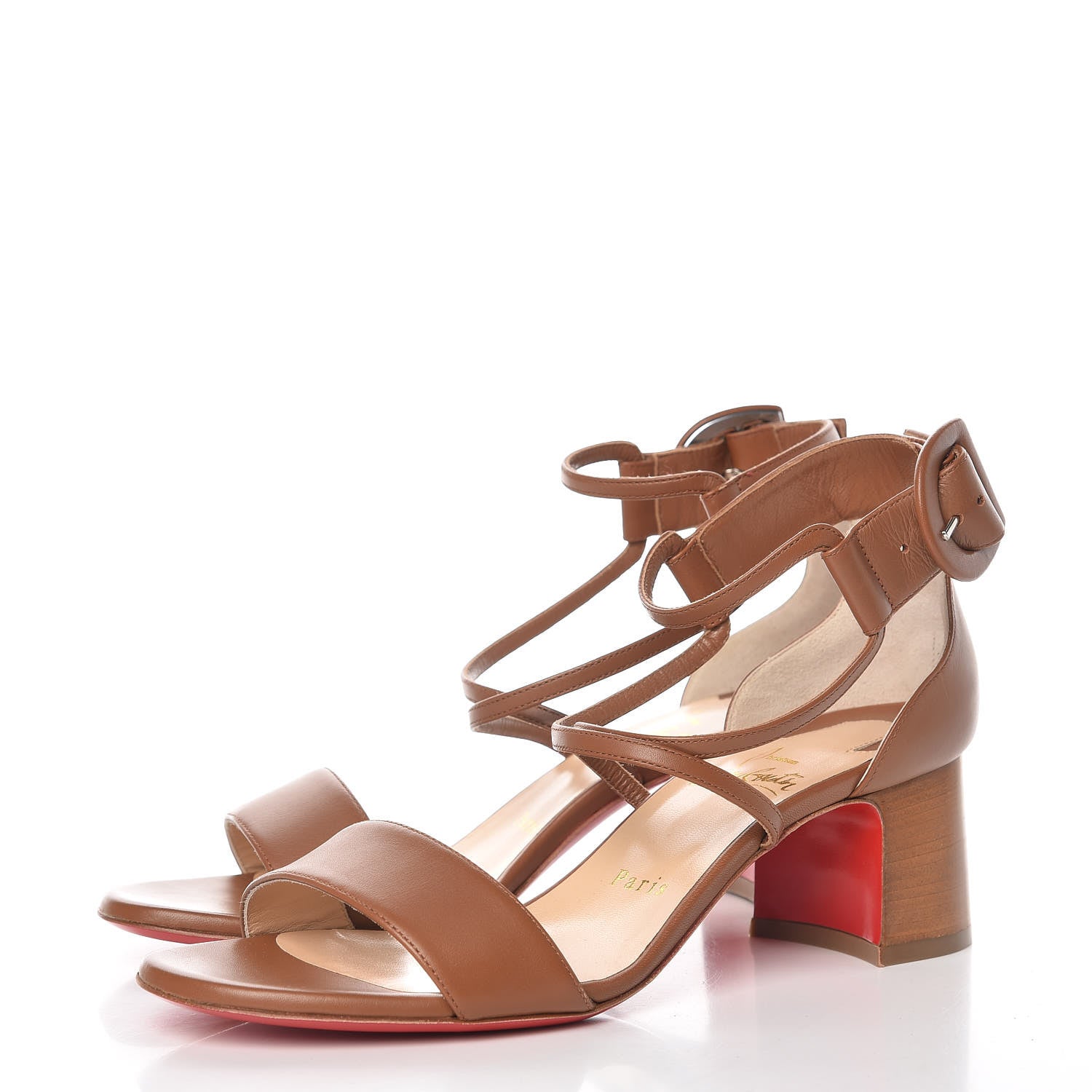Christian Louboutin Calfskin Choca 55 Sandals 37.5 Brown 3 of 11