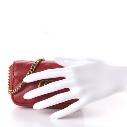 Gucci Calfskin Matelasse GG Marmont 2.0 Coin Purse On A Chain Hibiscus Red 2 of 10