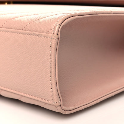 Saint Laurent Grain De Poudre Matelasse Chevron Large Monogram Satchel Pale Pink 10 of 11
