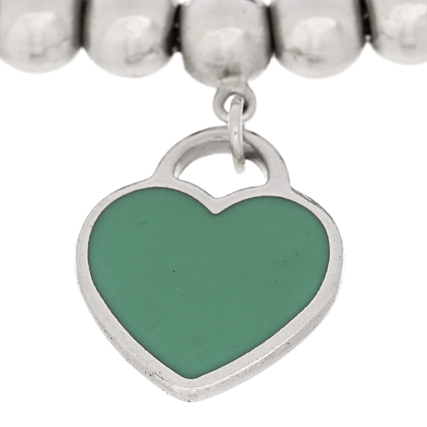 Sterling Silver Enamel 4mm Return To Tiffany Heart Tag Bead Bracelet Blue