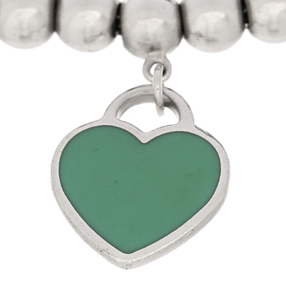 Tiffany Sterling Silver Enamel 4mm Return To Tiffany Heart Tag Bead Bracelet Blue 3 of 4