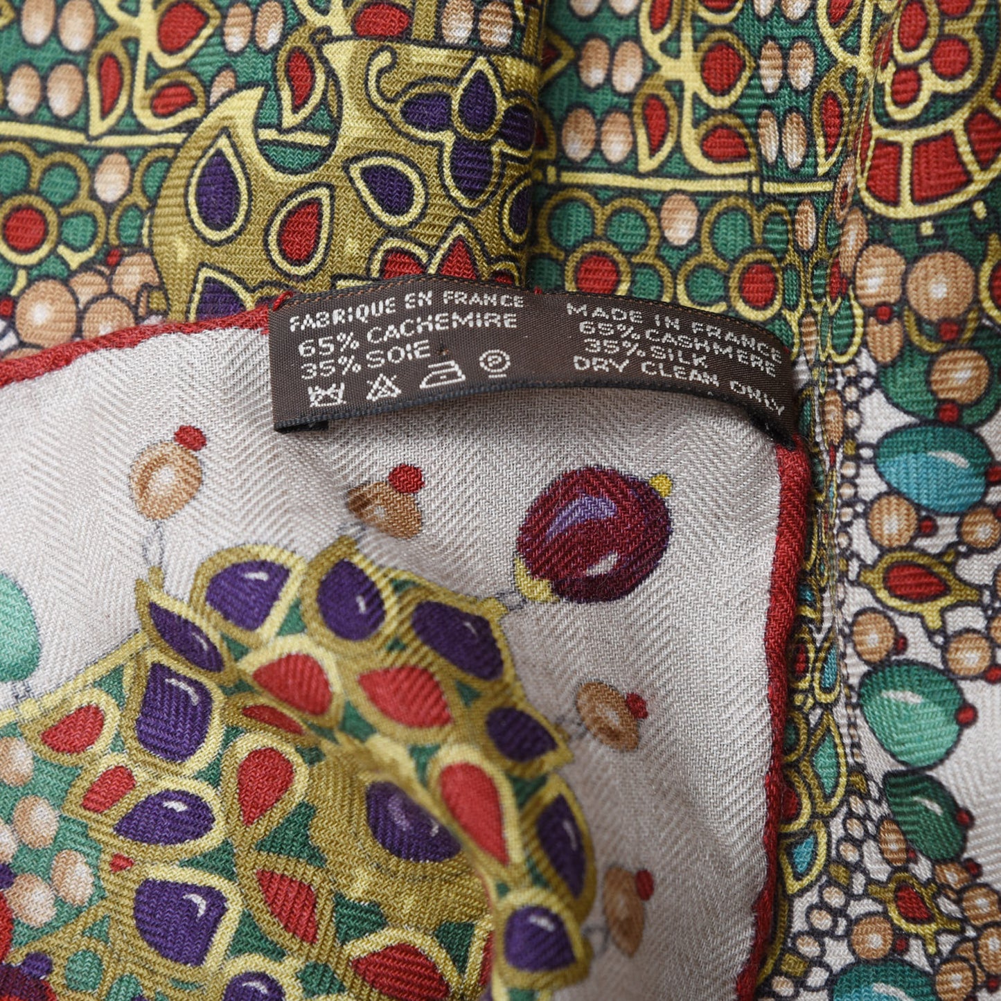 Cashmere Silk Parures Des Maharajas Shawl 140 Naturel Rouge H Vert