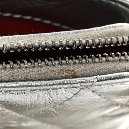 Chanel Metallic Lambskin Calfskin Quilted Small Gabrielle Clutch With Chain Silver 12 of 15