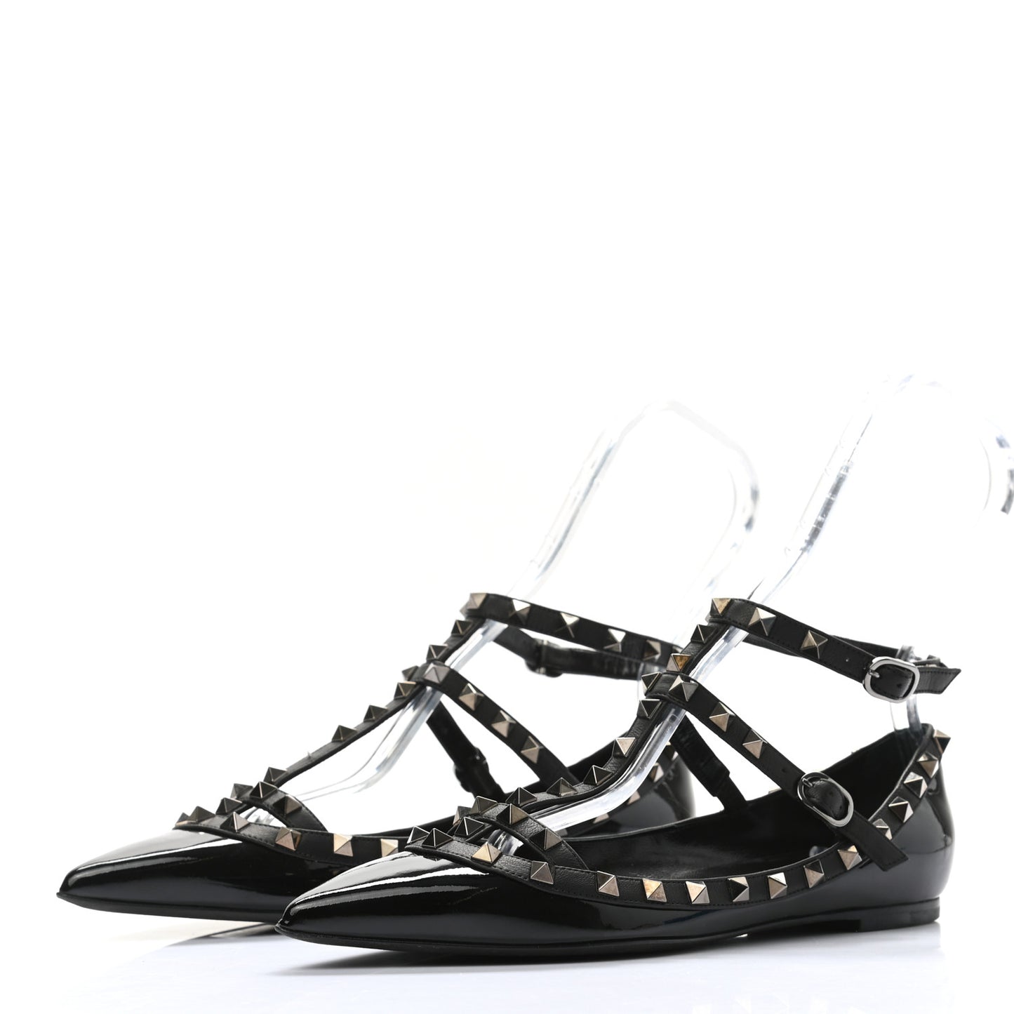 Patent Rockstud Cage Ballerina Flats 38 Black