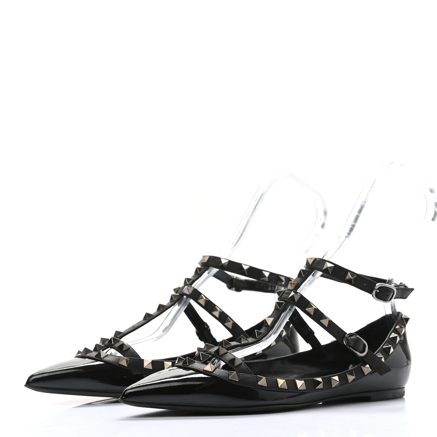 Valentino Garavani Patent Rockstud Cage Ballerina Flats 38 Black 3 of 11