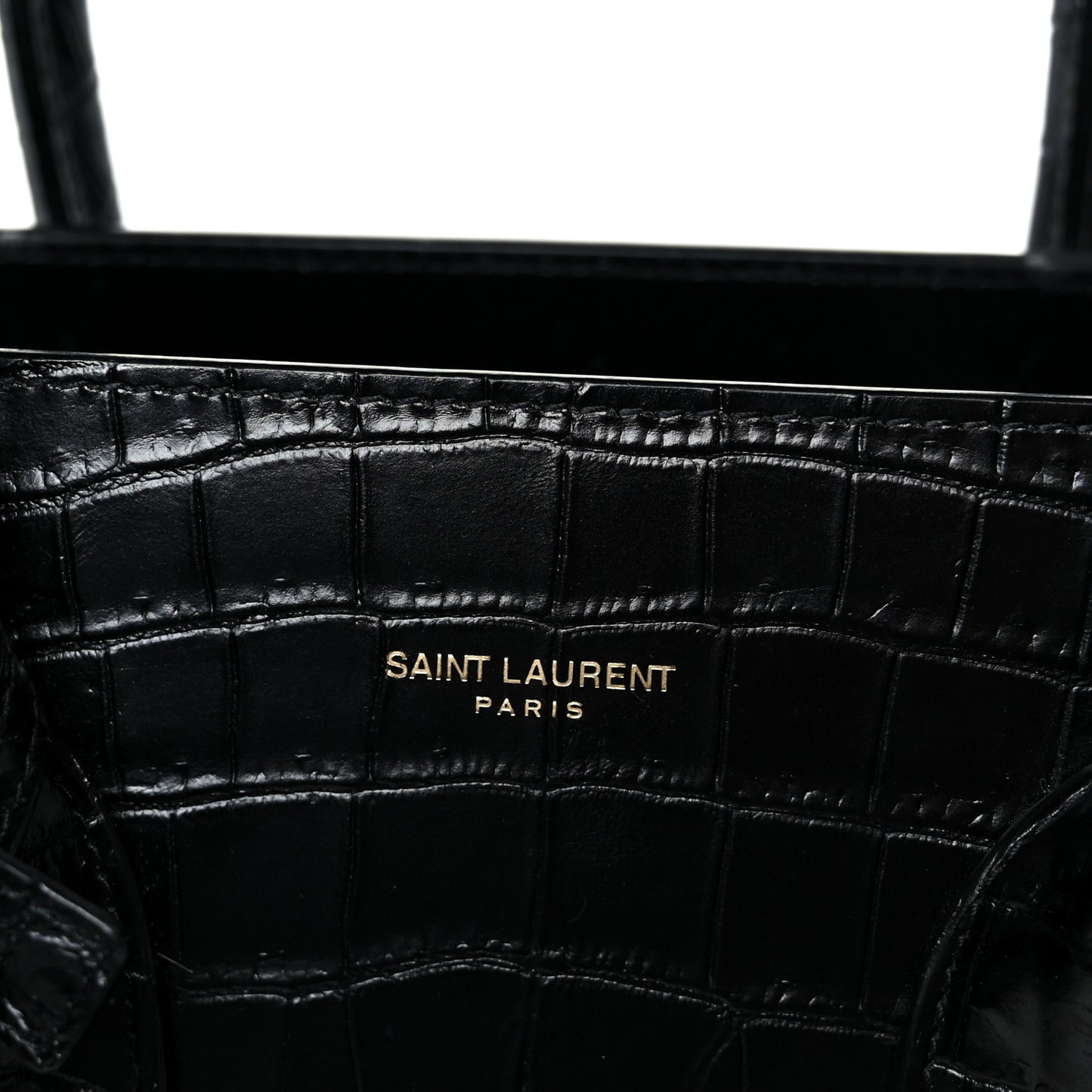 Calfskin Crocodile Embossed Small Sac de Jour Black