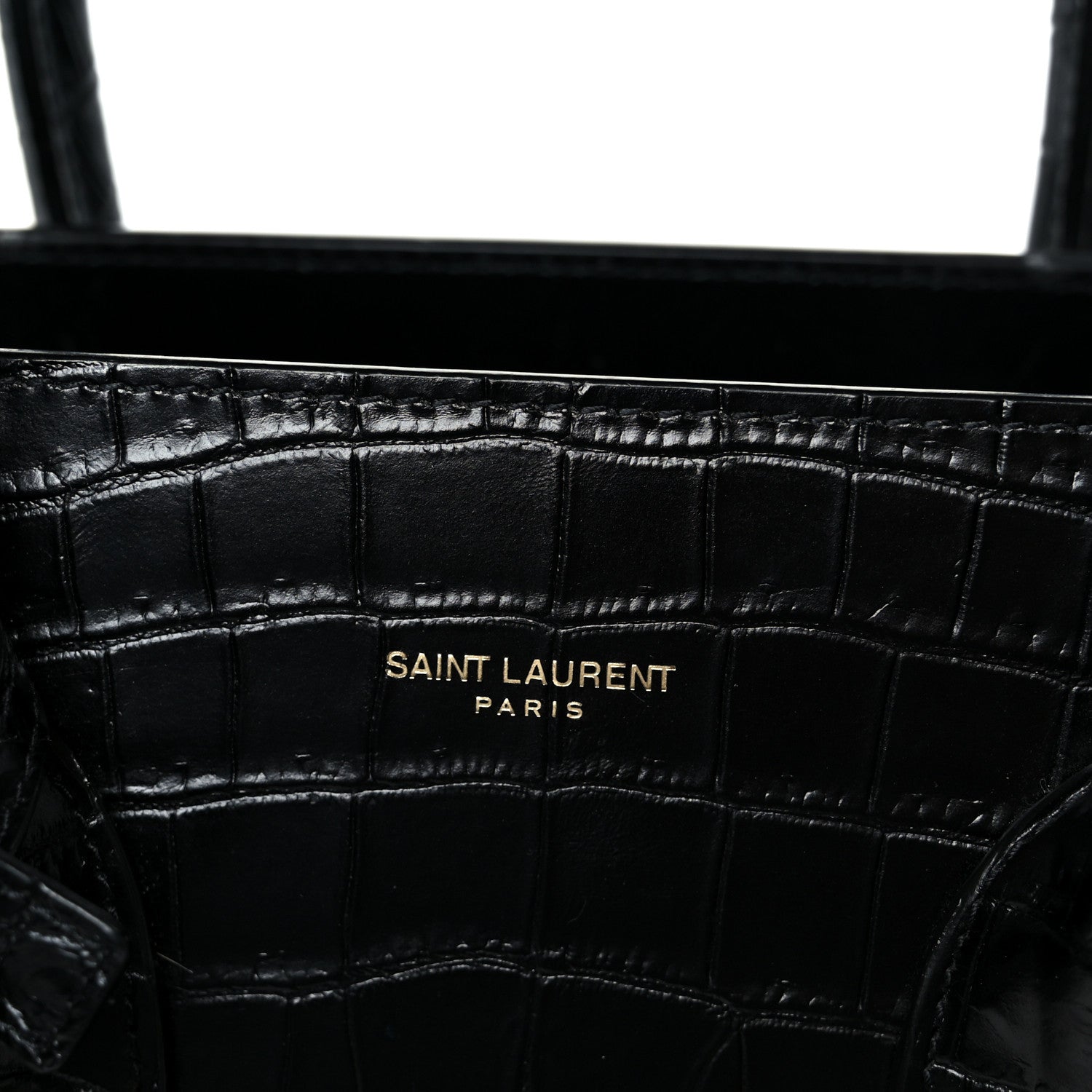 Saint Laurent Calfskin Crocodile Embossed Small Sac de Jour Black 7 of 10