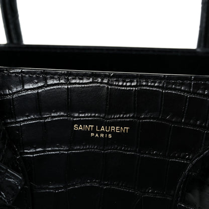 Saint Laurent Calfskin Crocodile Embossed Small Sac de Jour Black 7 of 10