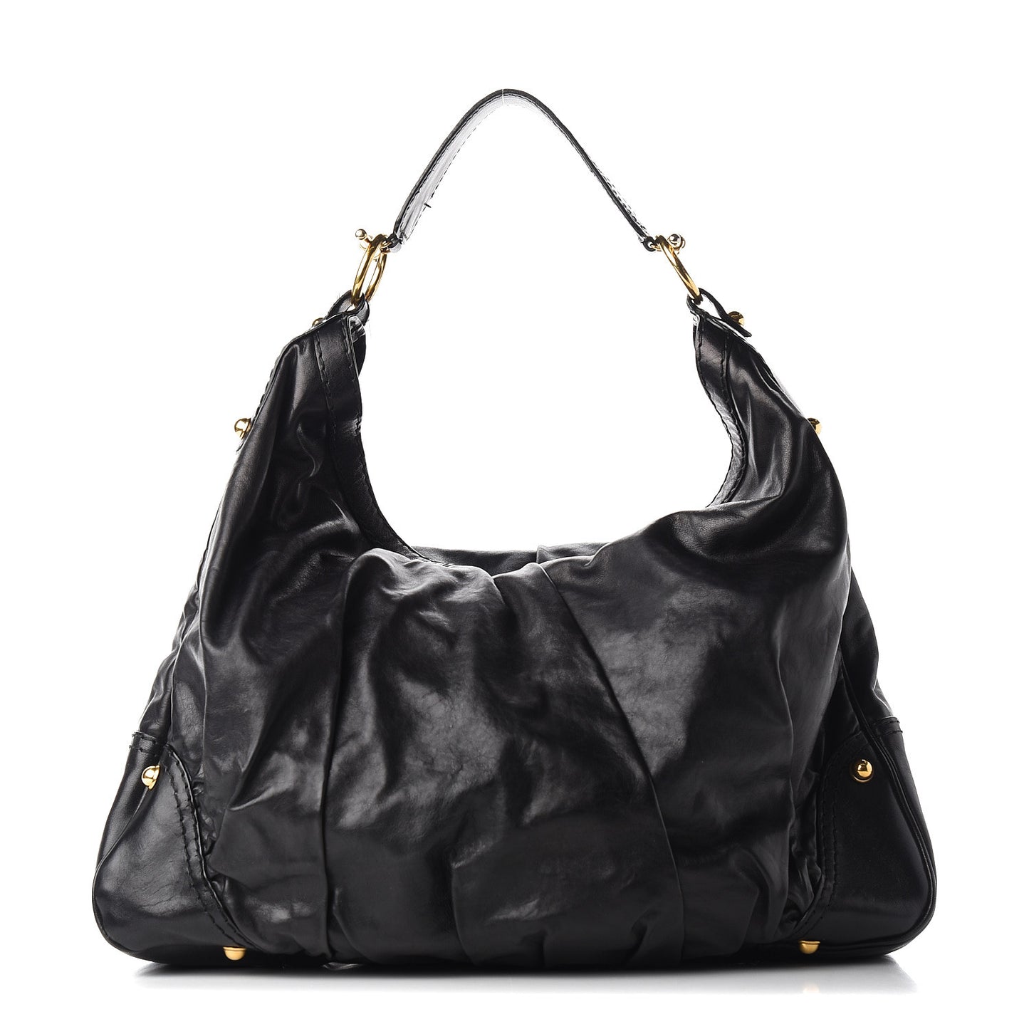 Calfskin Large Jockey Hobo Black