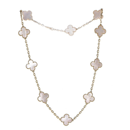 Van Cleef & Arpels 18K Yellow Gold Mother of Pearl 10 Motifs Vintage Alhambra Necklace 3 of 5