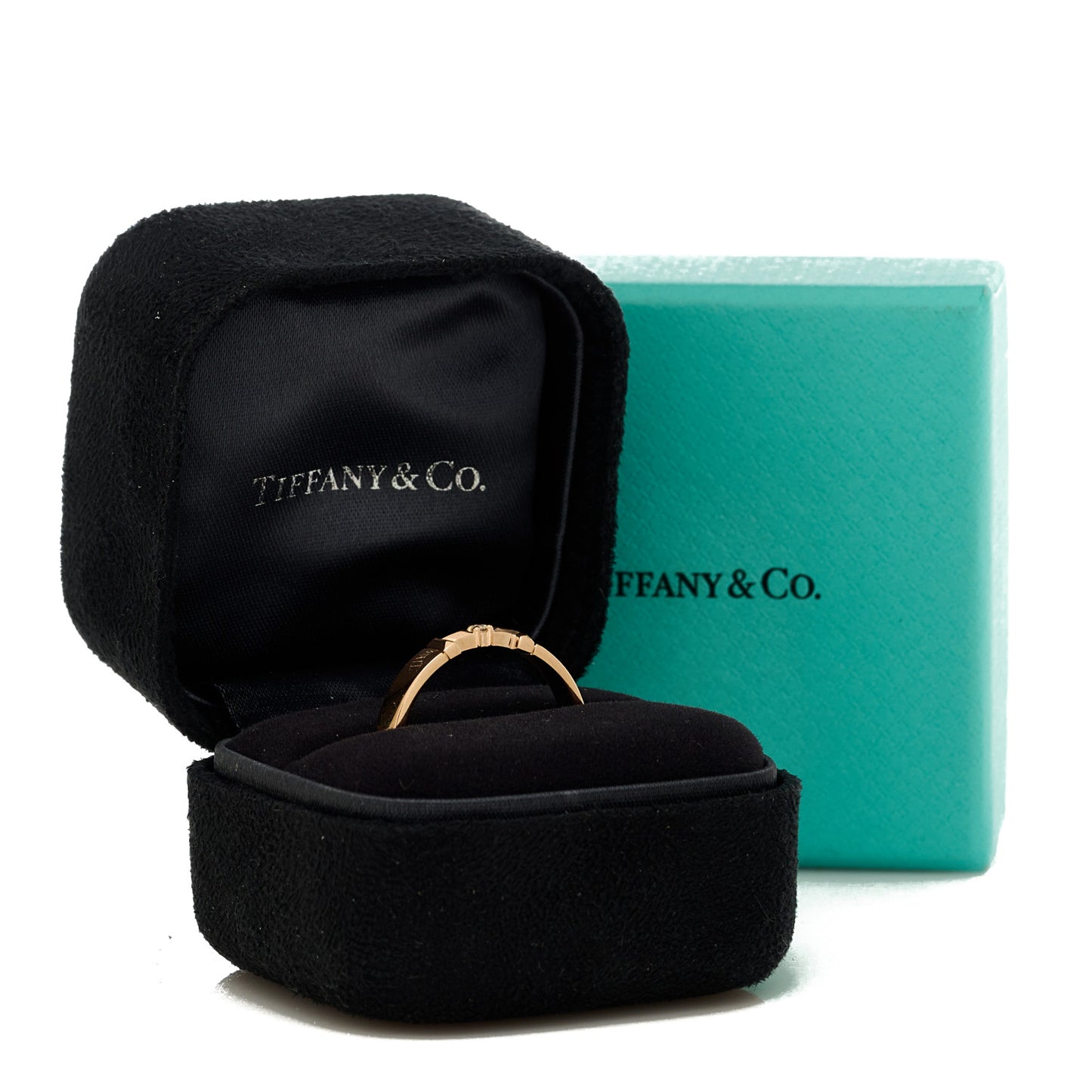18K Rose Gold Diamond Tiffany True Ring 58 8.5