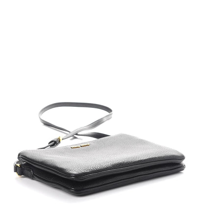 Miu Miu Goatskin Bandoliera Madras Double Zip Crossbody Bag Nero Black 4 of 9