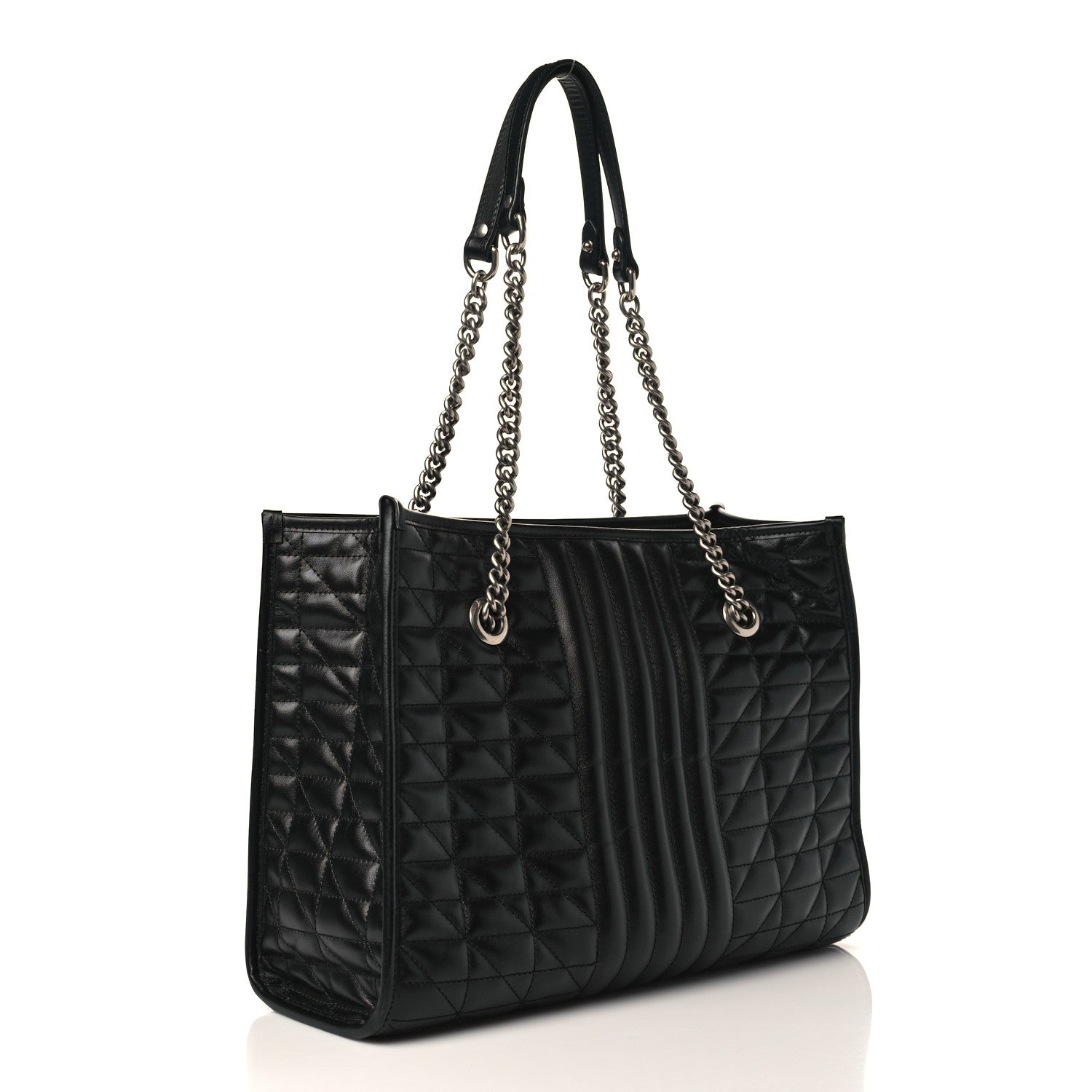Gucci Calfskin Matelasse Aria Medium GG Marmont Shoulder Tote Black 3 of 11