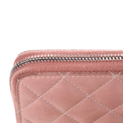 Chanel Ombre Patent Calfskin Quilted Large Gusset Zip Around Wallet Pink White 12 of 18