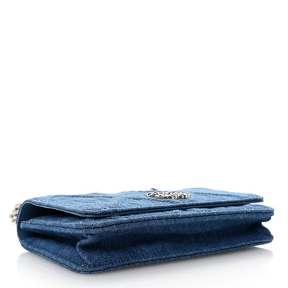 Chanel Denim Quilted Chanel 19 Wallet On Chain WOC Blue 4 of 11