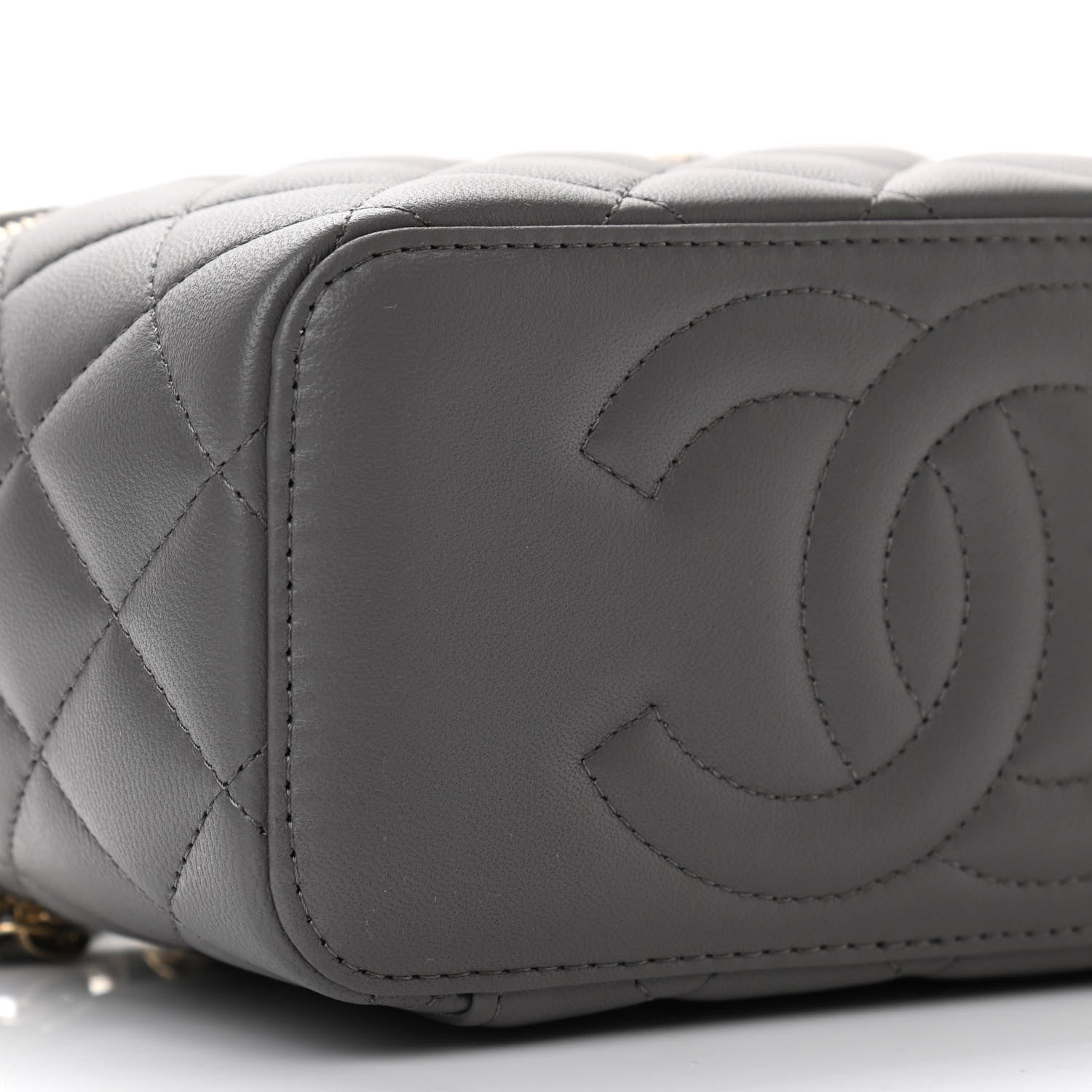 Chanel Lambskin Quilted Small Top Handle Vanity Case With Chain Dark Grey 10 of 12
