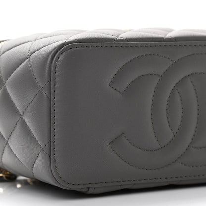 Chanel Lambskin Quilted Small Top Handle Vanity Case With Chain Dark Grey 10 of 12