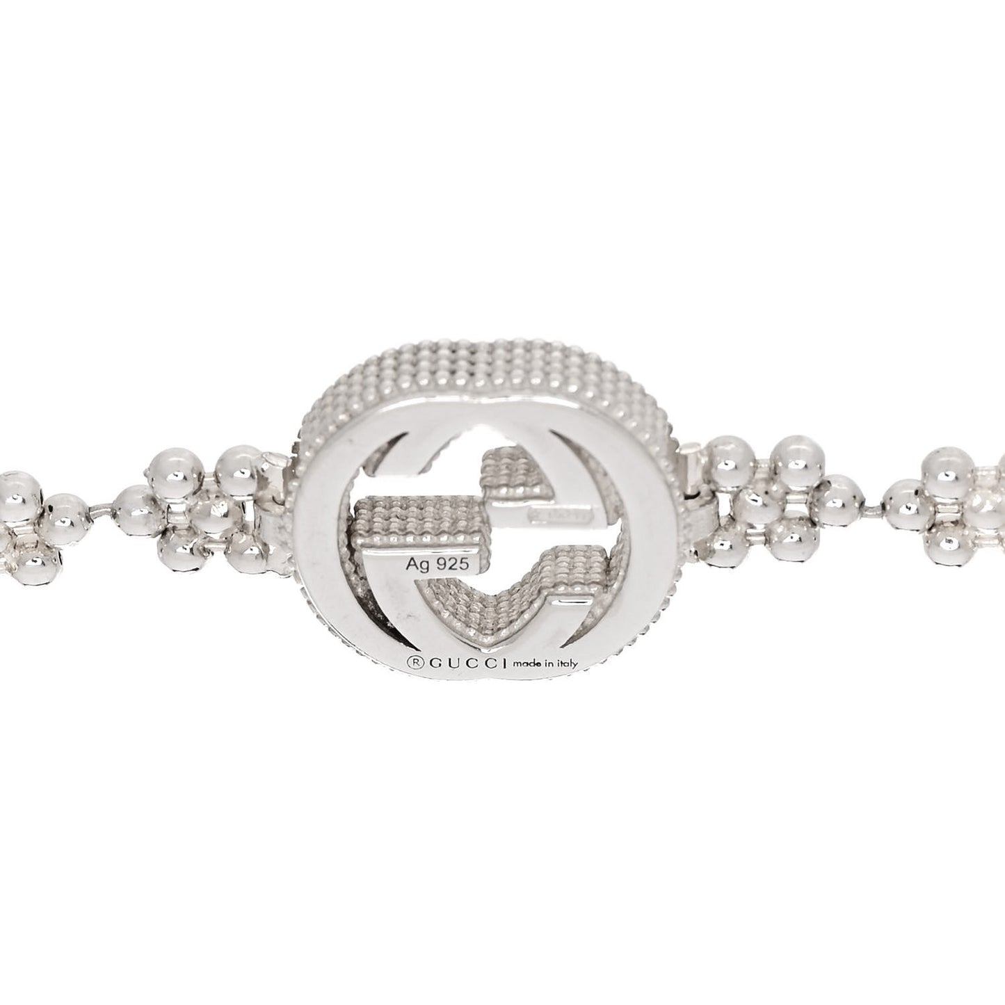 Sterling Silver Interlocking GG Beaded Flower Bracelet