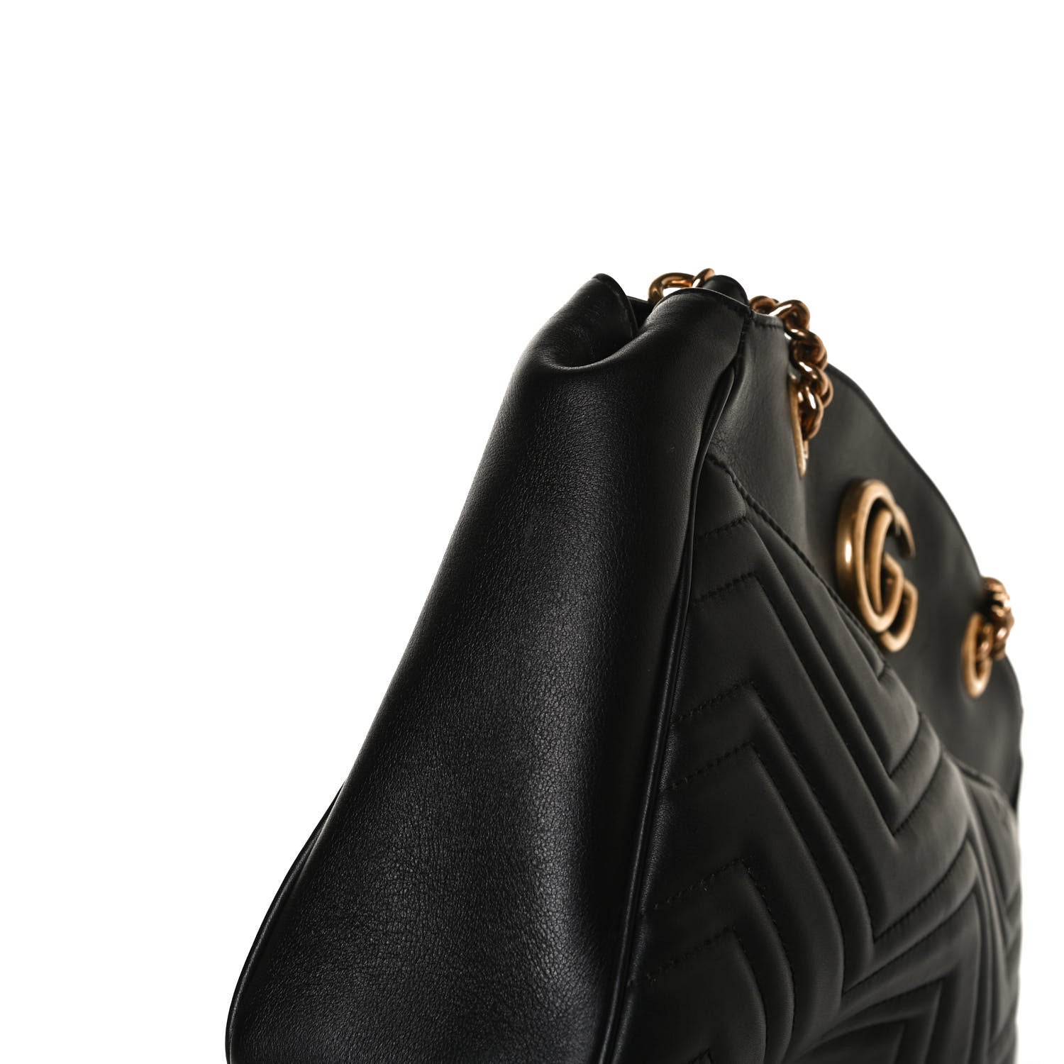 Gucci Calfskin Matelasse Medium GG Marmont Open Top Shoulder Bag Black 15 of 16