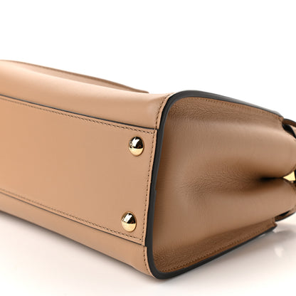 Fendi Vitello Seta Nabuk Pequin Mini Peekaboo Iconic Satchel Cuoio Tobacco Moro 8 of 8
