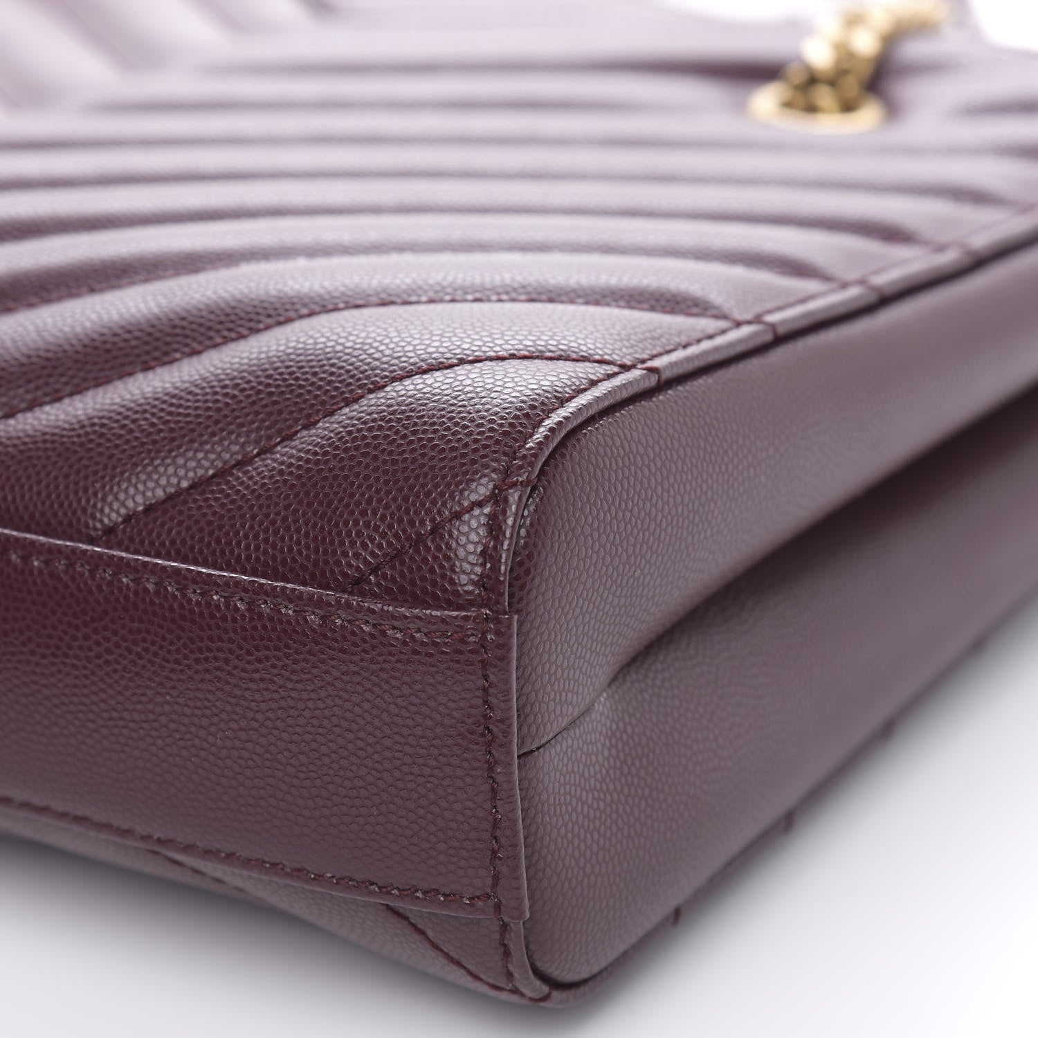Saint Laurent Grain de Poudre Matelasse Chevron Small Tribeca Shopping Bag Rouge Legoin 8 of 9
