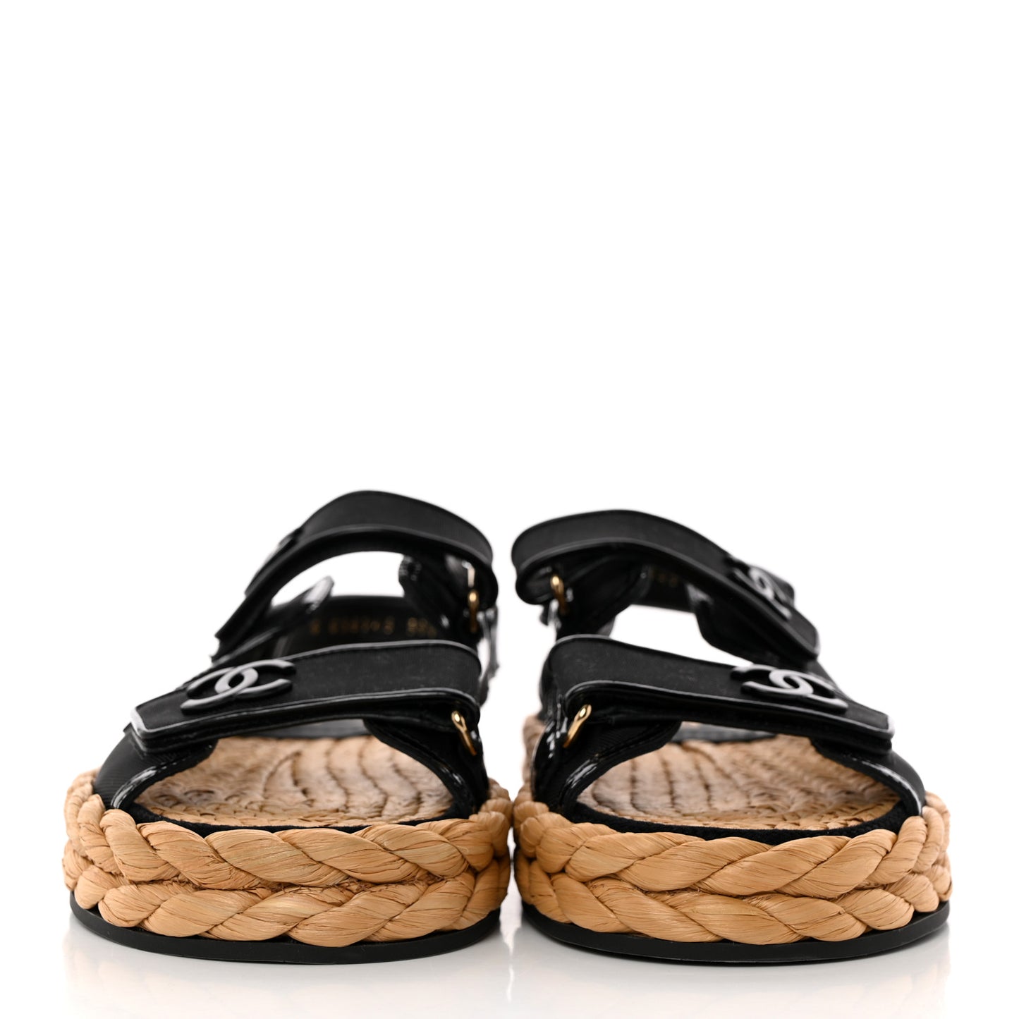 Mesh Patent Calfskin Velcro Dad Sandals 38.5 Black