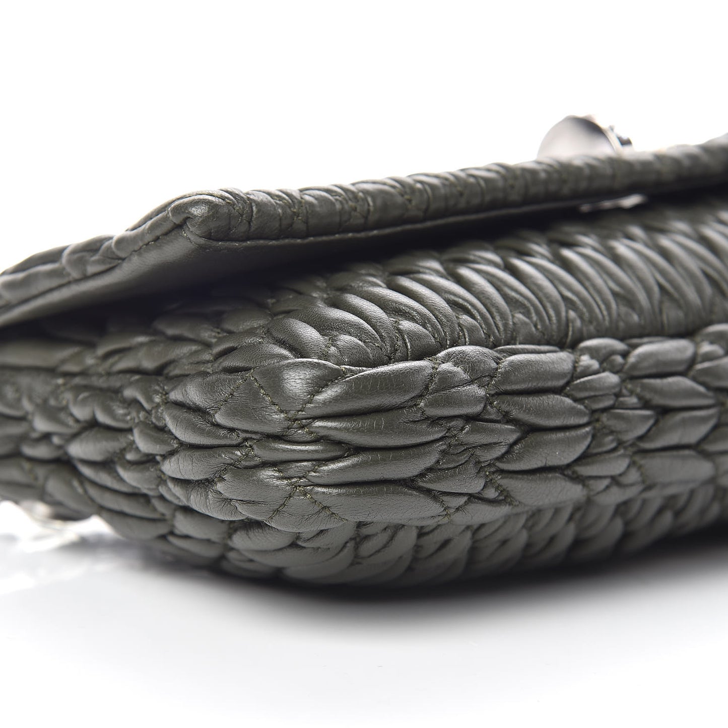 Nappa Matelasse Crystal Flap Clutch Dark Green