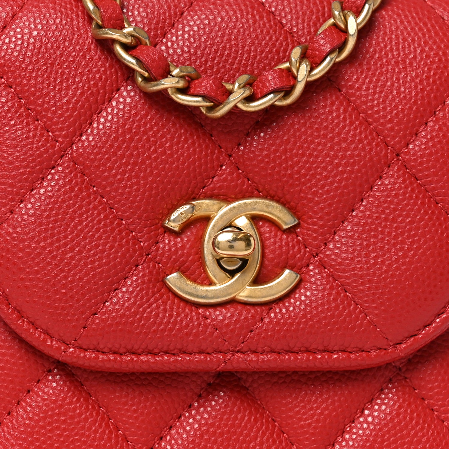 Chanel Caviar Quilted Chain Handle Round Phone Holder Red 9 of 11