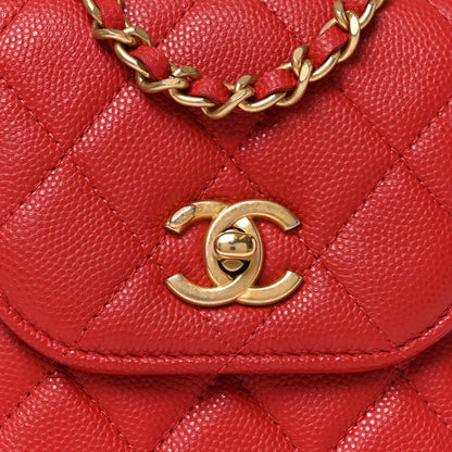Chanel Caviar Quilted Chain Handle Round Phone Holder Red 9 of 11
