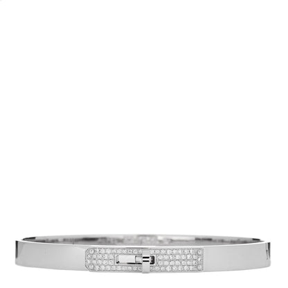 Hermes 18K White Gold Diamond PM Kelly Pave Bracelet SH 1 of 4