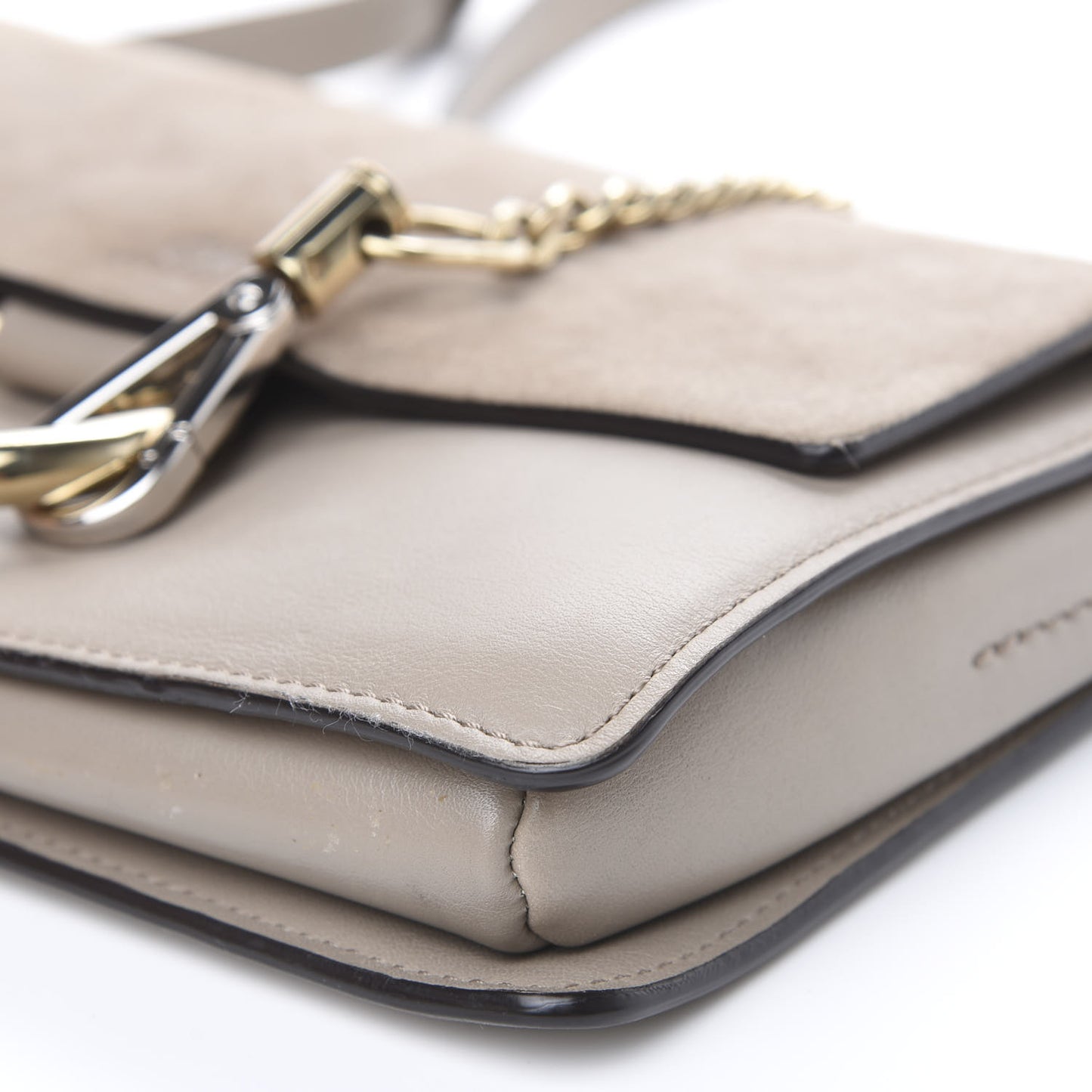 Suede Calfskin Small Faye Shoulder Bag Motty Grey