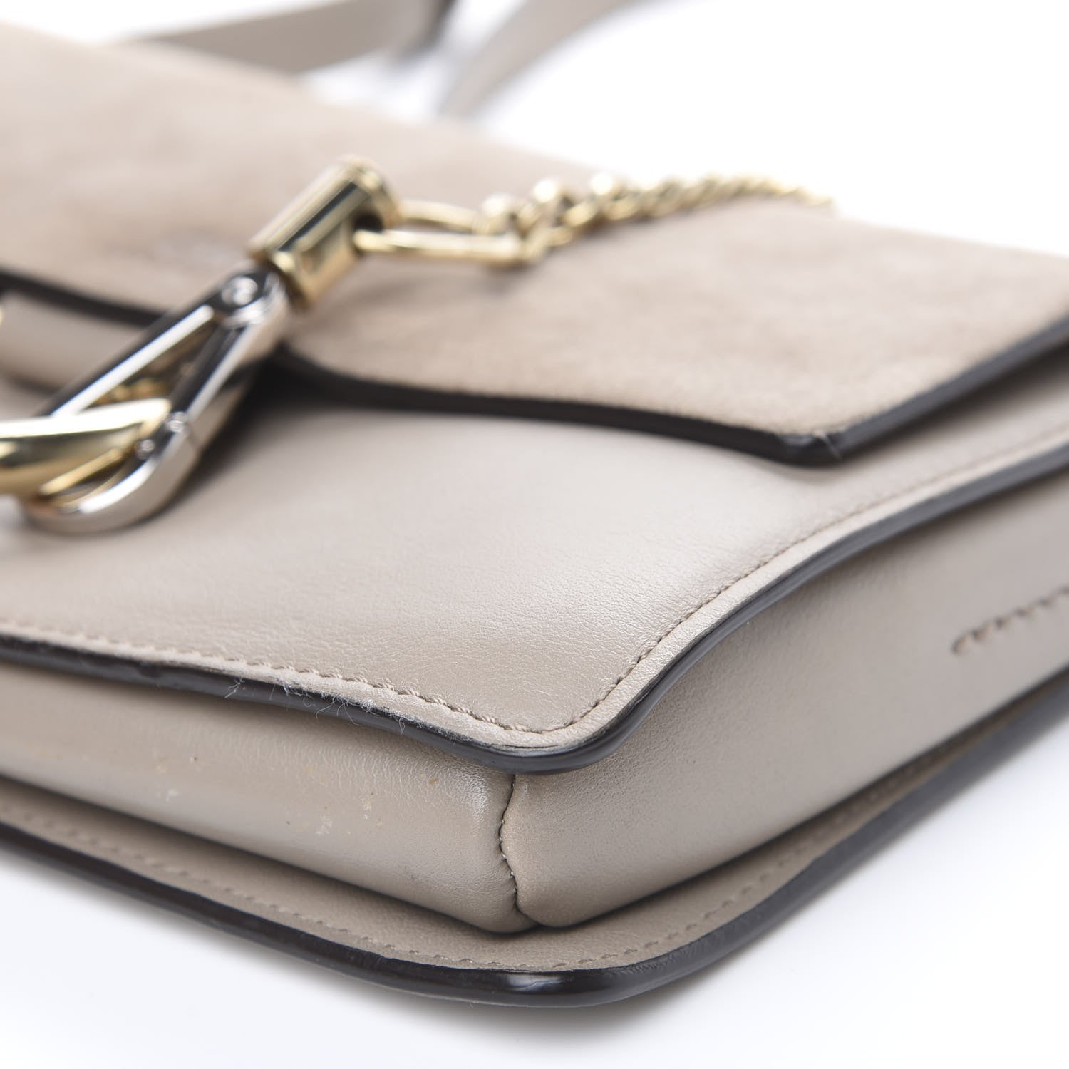 Chloe Suede Calfskin Small Faye Shoulder Bag Motty Grey 9 of 11