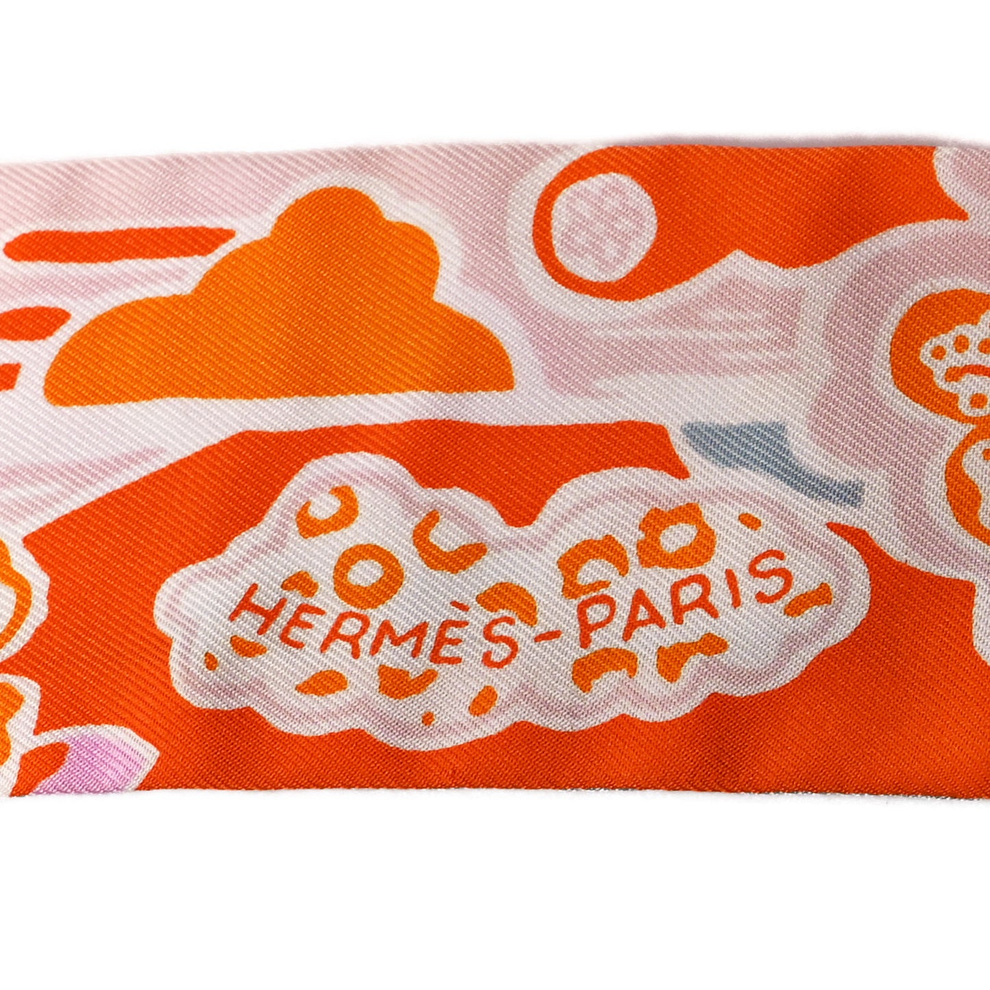 Silk Bingata Twilly Orange Rose Gris