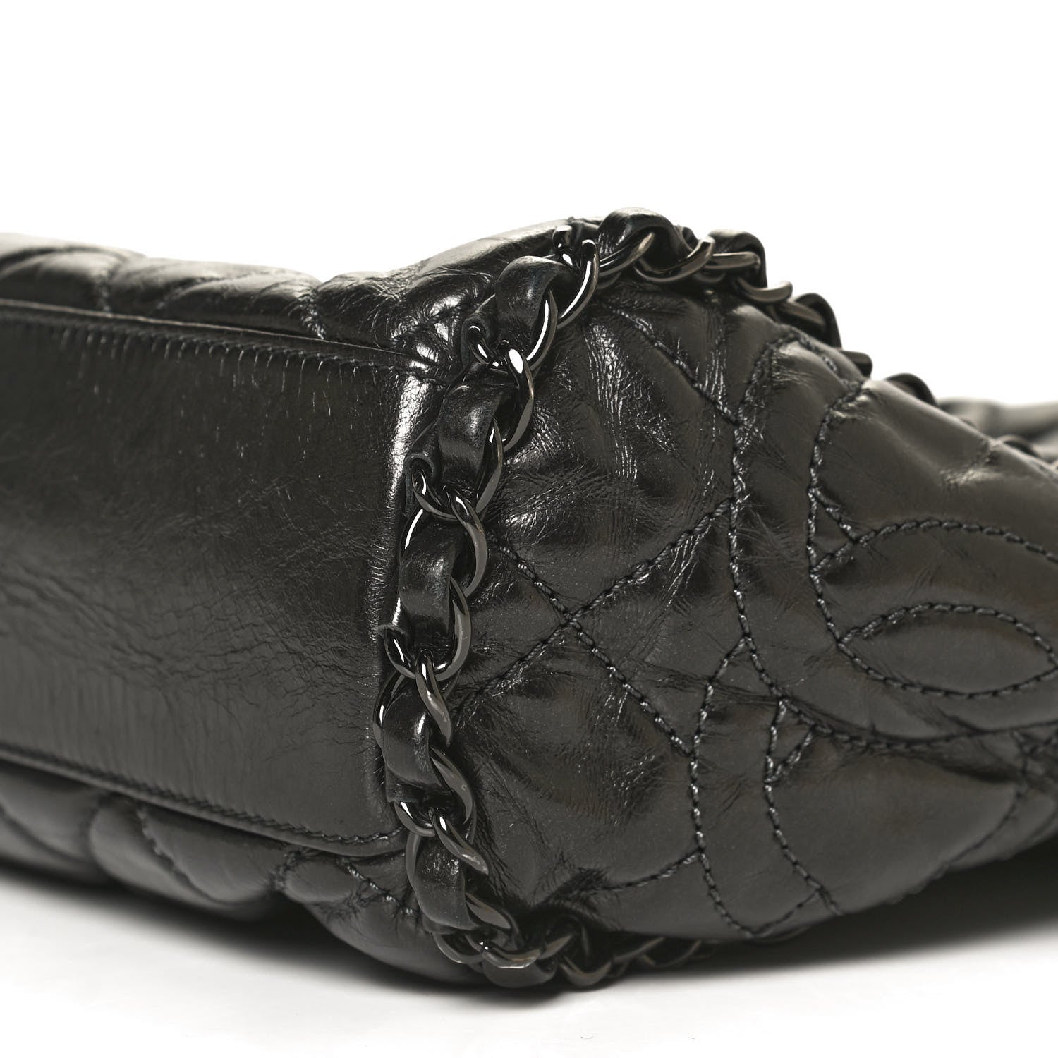 Chanel Metallic Calfskin Quilted Medium Chain Me Hobo Dark Grey 10 of 11