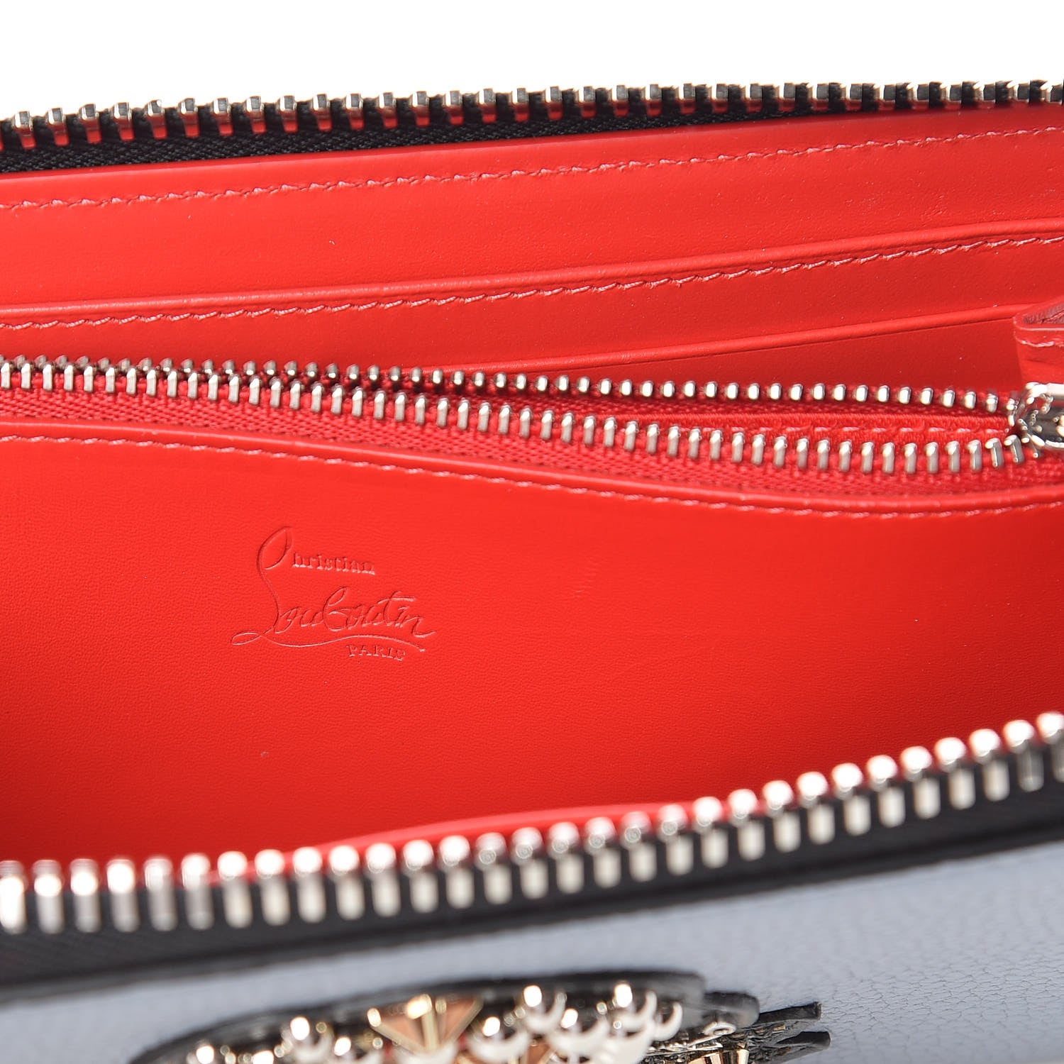Christian Louboutin Calfskin Ecusson Panettone Zip Around Wallet Squale 6 of 9