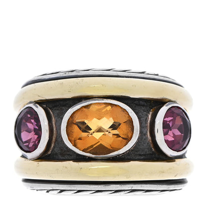 David Yurman Sterling Silver 14K Yellow Gold Citrine Rhodolite Renaissance Ring 56 7.75 1 of 5