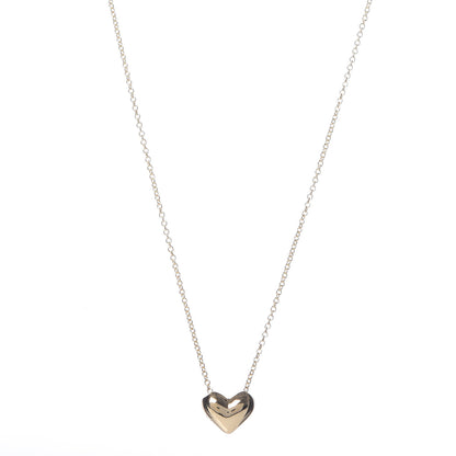 Tiffany 18K Yellow Gold Small Puff Heart Pendant Necklace 1 of 5