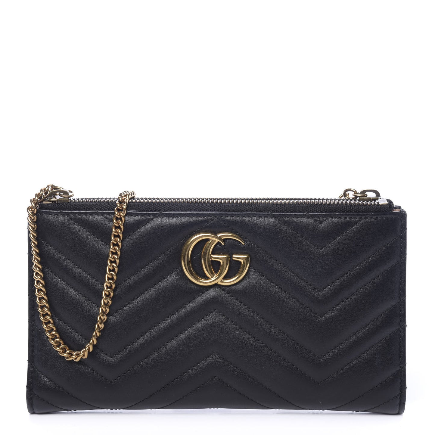 Calfskin Matelasse GG Marmont Wallet Chain Bag Black