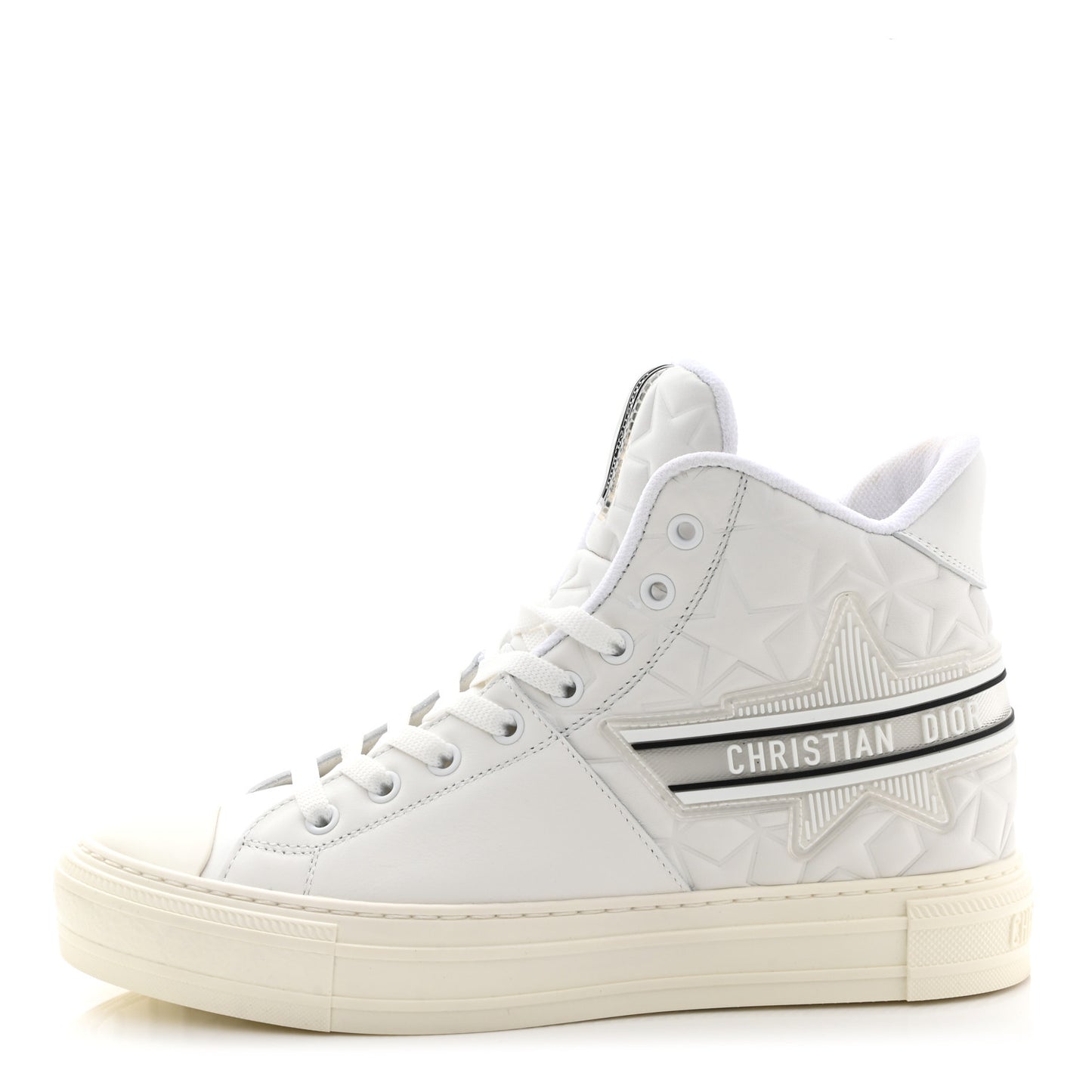 Etoile Embossed Dior High Top Sneakers 38.5 Snow White