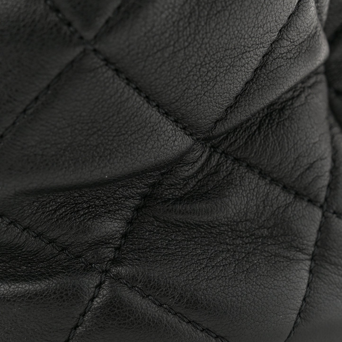 Lambskin Quilted Pearl Crown Drawstring Bag Black