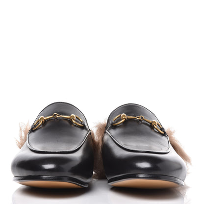 Gucci Calfskin Fur Womens Princetown Slippers 37 Black 3 of 9