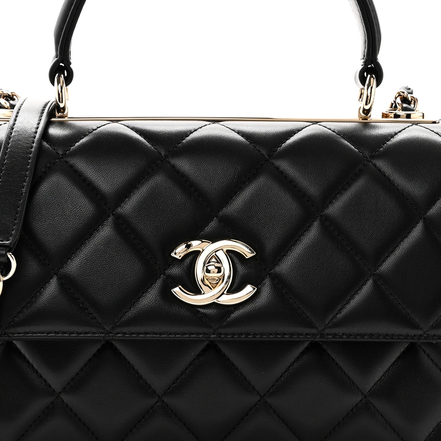 Lambskin Quilted Small Trendy CC Dual Handle Flap Bag Black