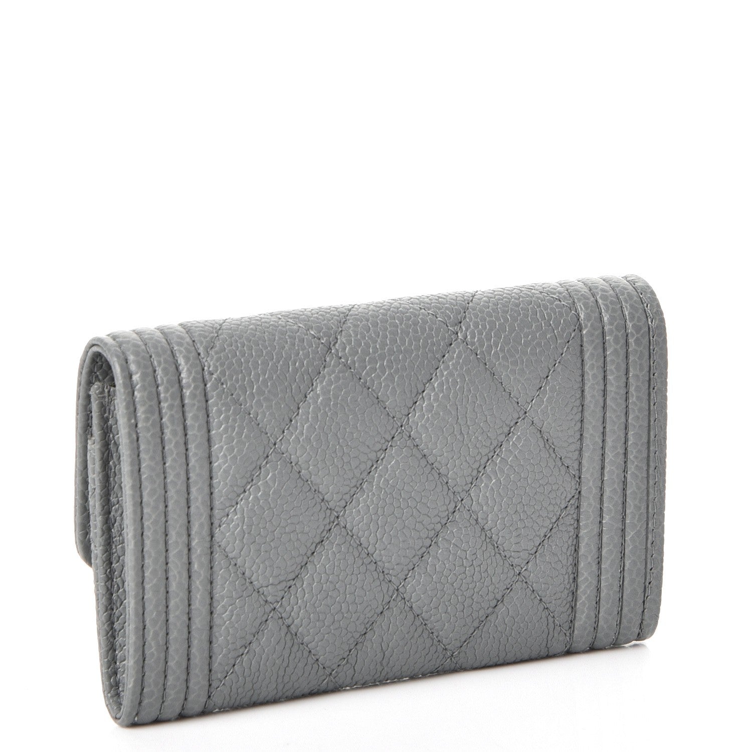 Chanel Caviar Quilted Boy Flap Card Holder Grey 3 of 9