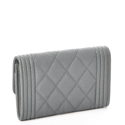 Chanel Caviar Quilted Boy Flap Card Holder Grey 3 of 9