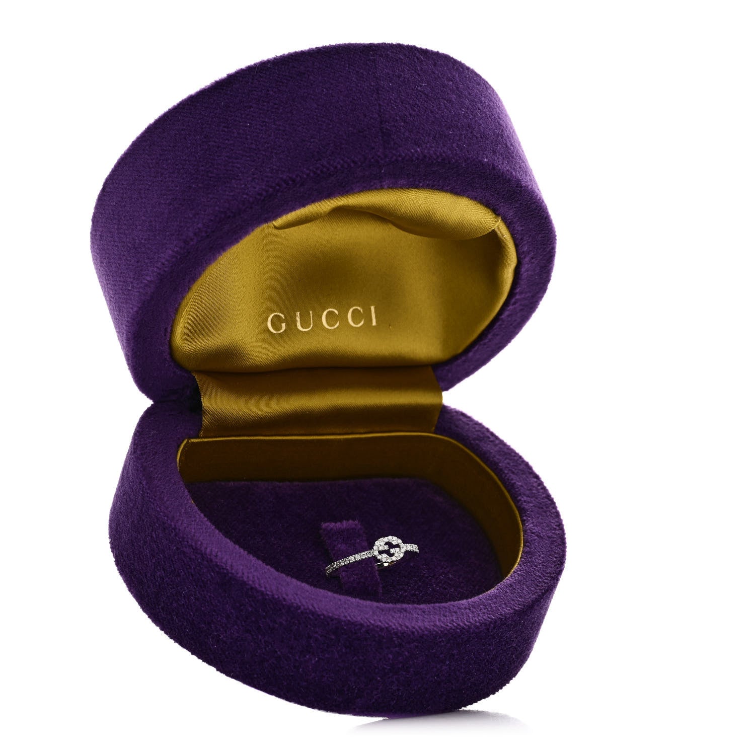 Gucci 18K White Gold Diamond Interlocking G Ring 53 6.25 6 of 6