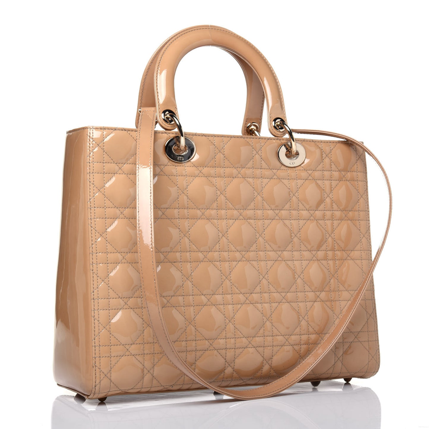 Patent Cannage Large Lady Dior Beige