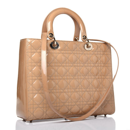 Christian Dior Patent Cannage Large Lady Dior Beige 4 of 20