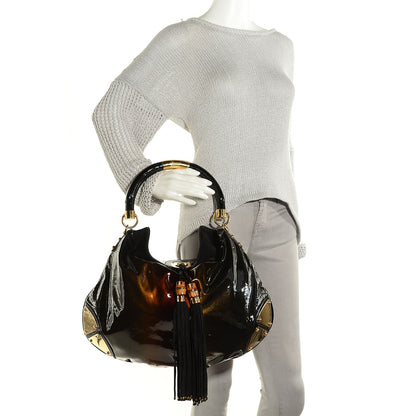 Gucci Patent Large Indy Top Handle Bag Bronze Black 2 of 9