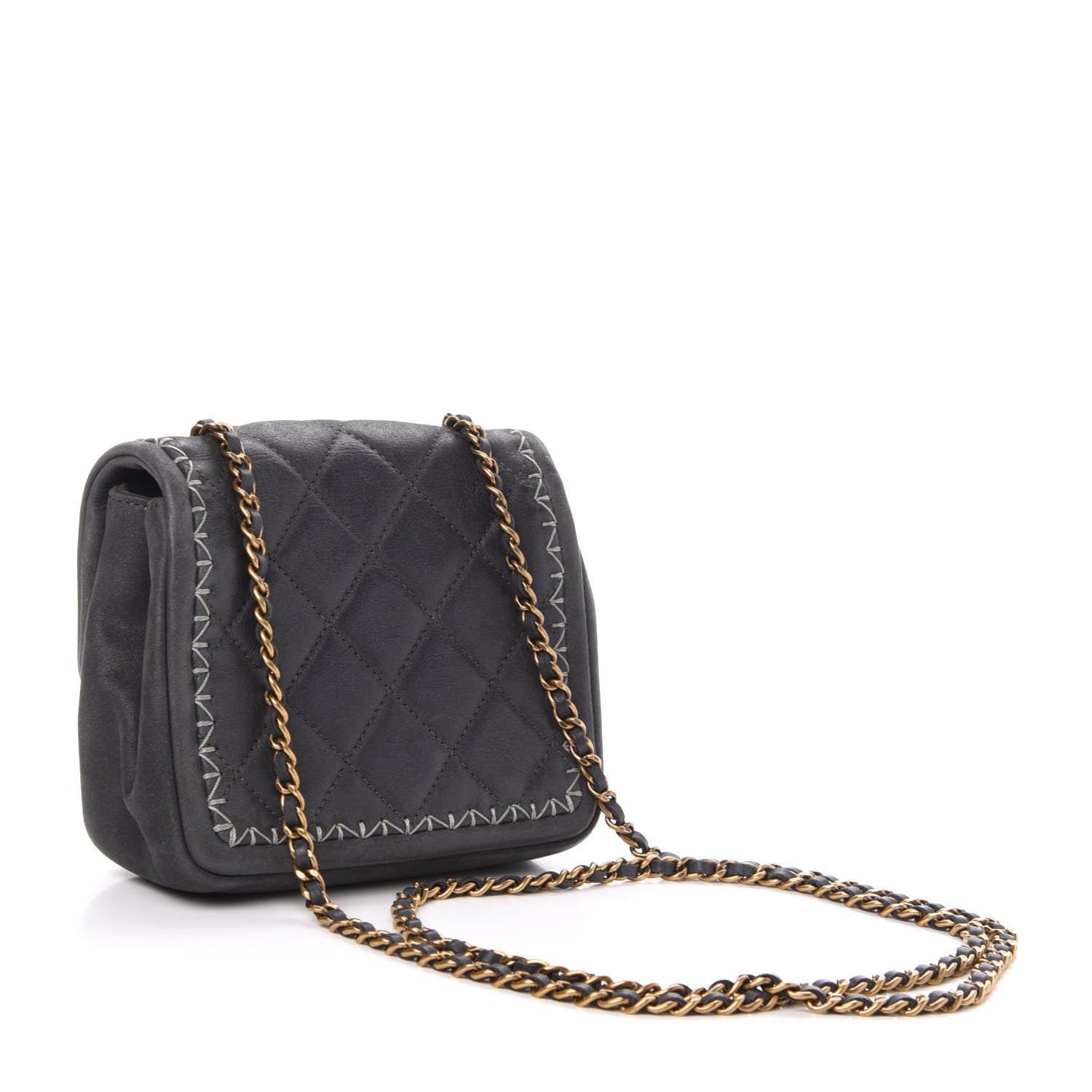 Chanel Iridescent Calfskin Stitch Mini Square Flap Grey 3 of 11