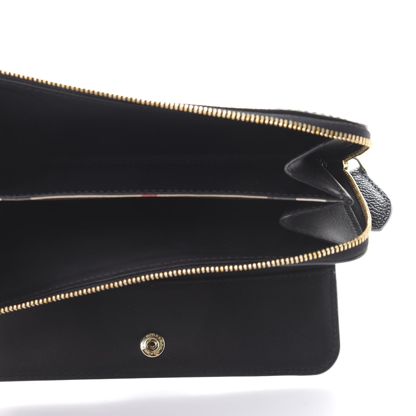 Grained Calfskin Zip Wallet Black